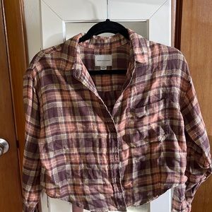 American Eagle crop flannel
